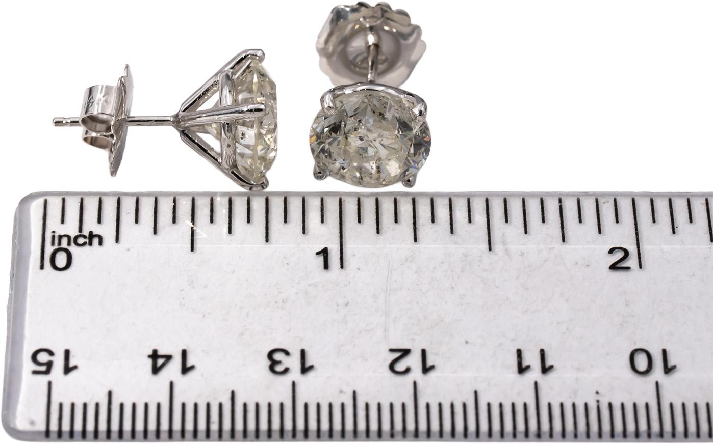 14k White Gold Round Diamond Stud Earrings 9.93CT