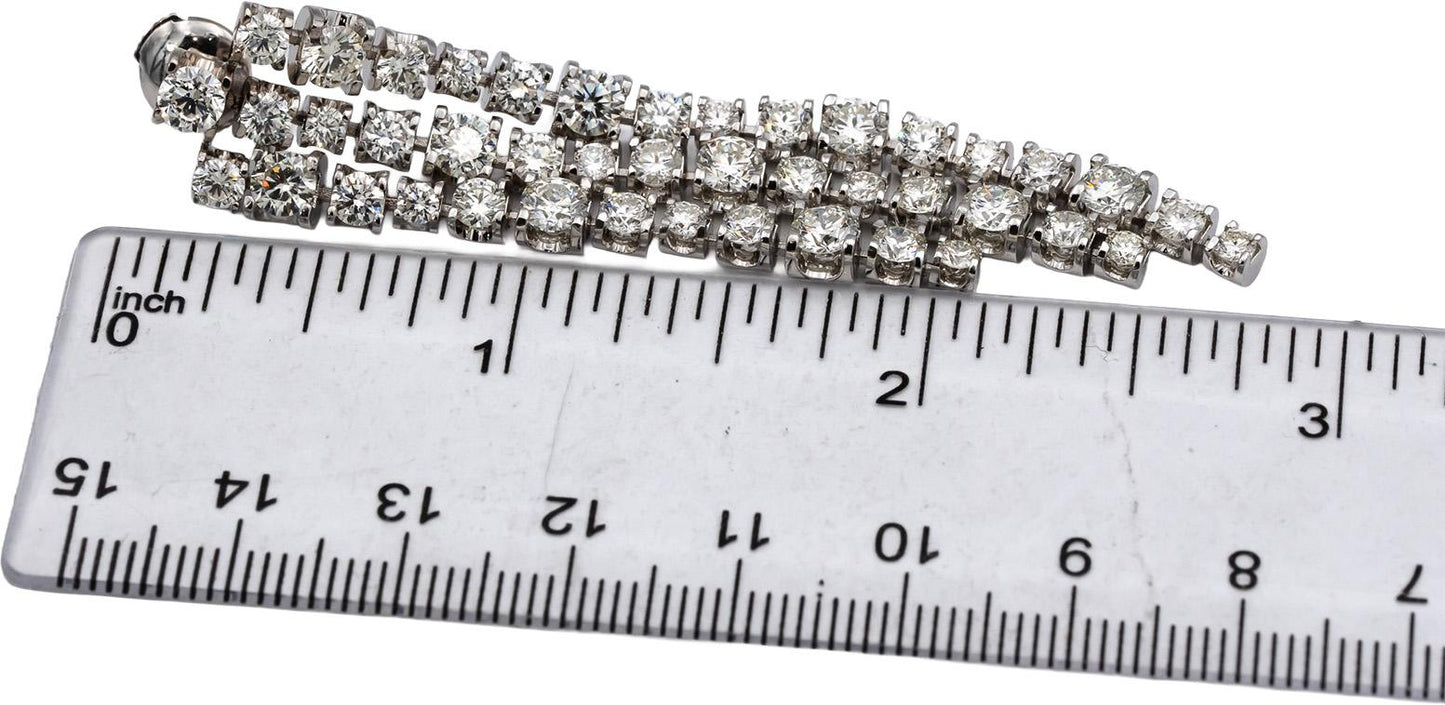 18k White Gold VS Round Diamond Drop Dangle Tassel Earrings 13.44CT