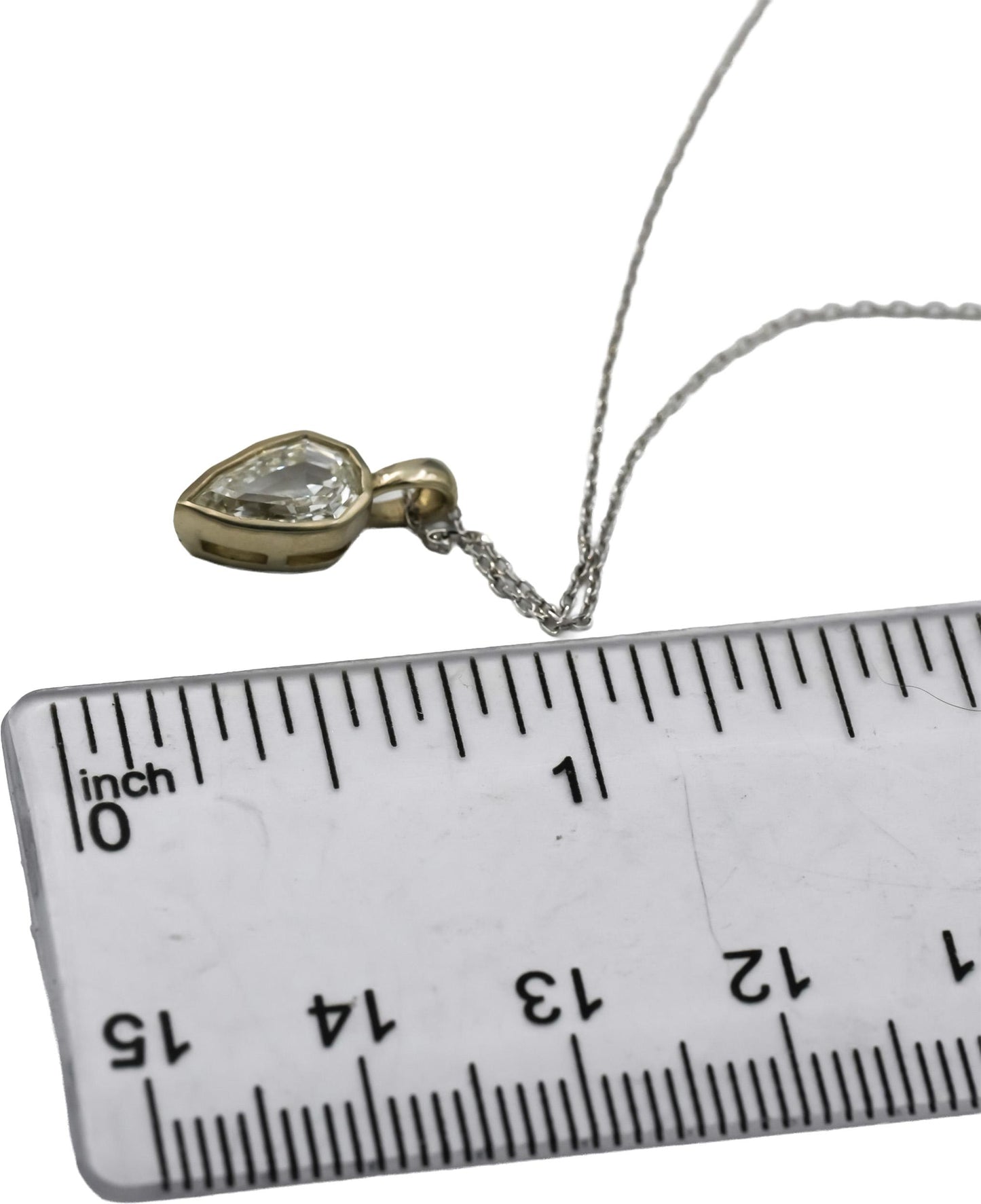 14k White Gold VS Pear Step Cut Diamond Solitaire Pendant Necklace 1.02CT