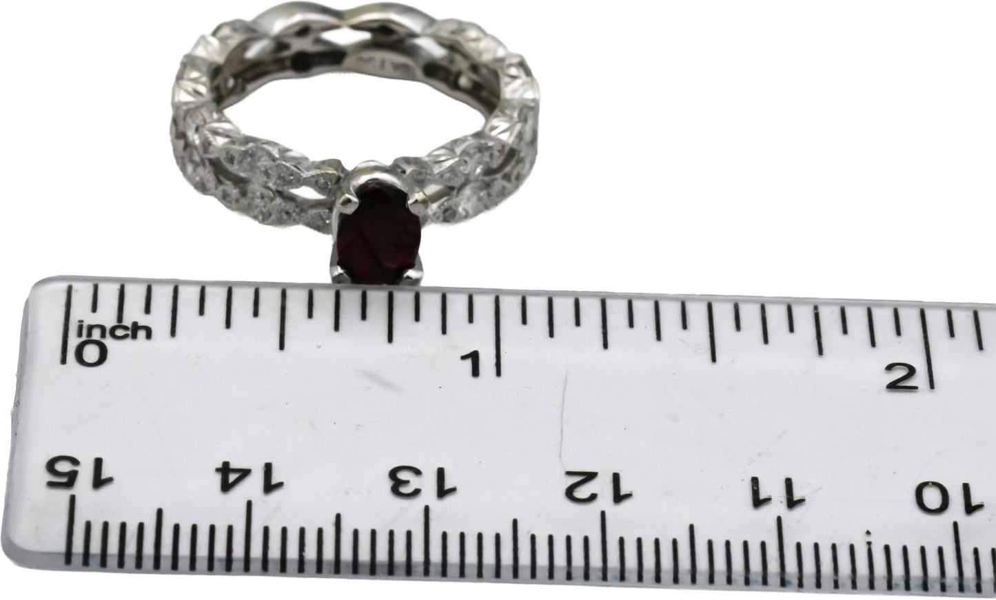 18k White Gold Diamond and Garnet Cocktail Ring 1.96CT Size 7.5