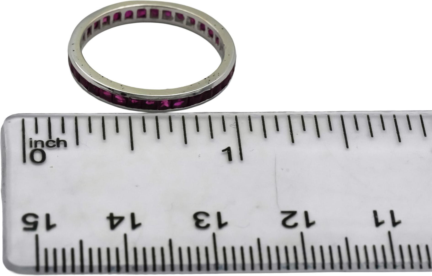 14k White Gold Channel Set Ruby Eternity Band Ring 1.08CT Size 7