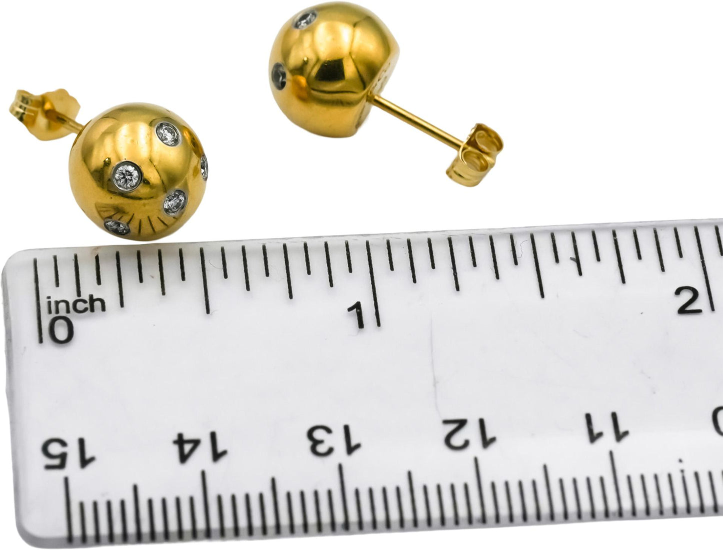 TIFFANY & CO. 18k Gold Platinum VS Diamond Dot Etoile Ball Stud Earrings 0.18CT