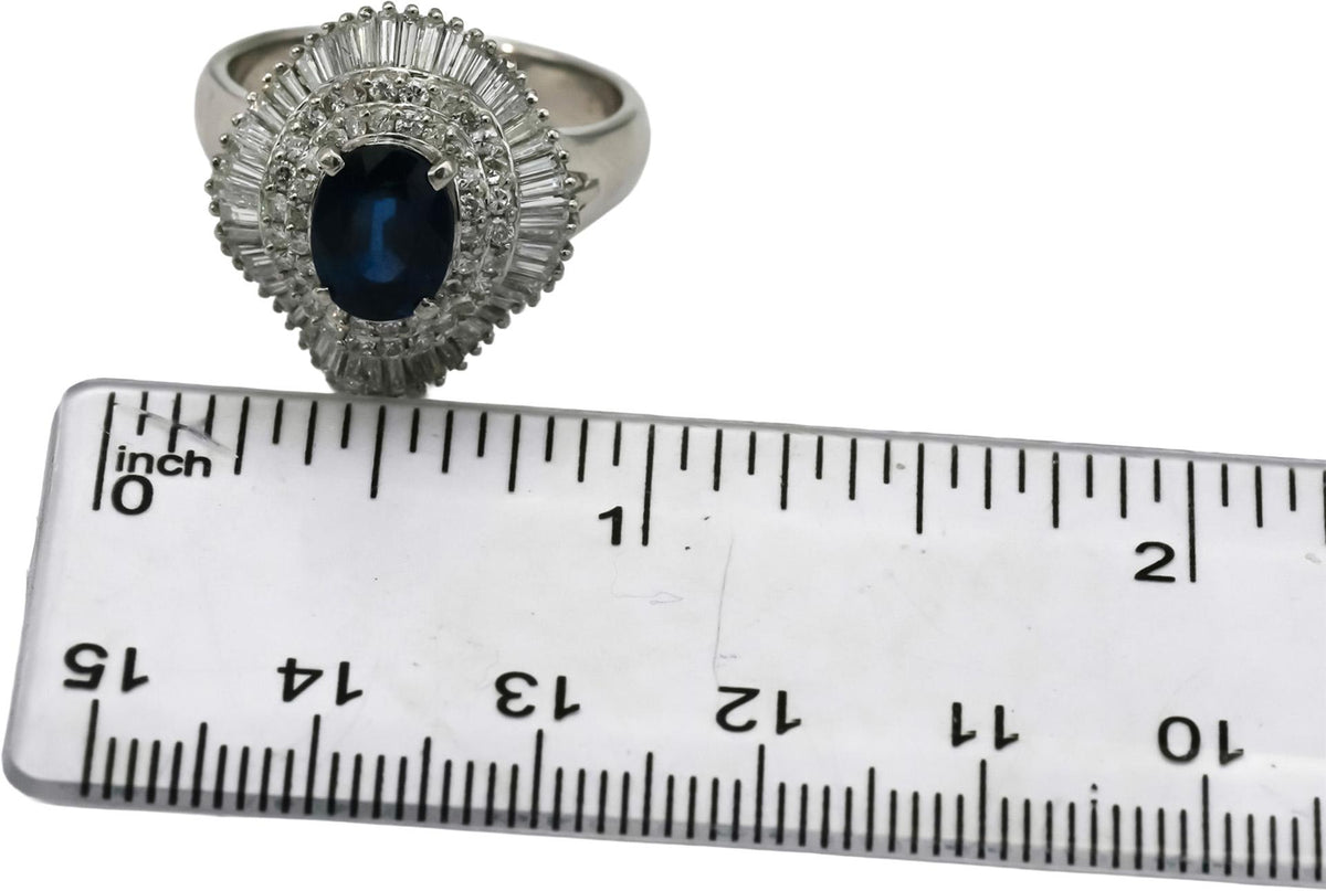 Platinum VS Diamond and Sapphire Cluster Cocktail Ring 3.64CT Size 9