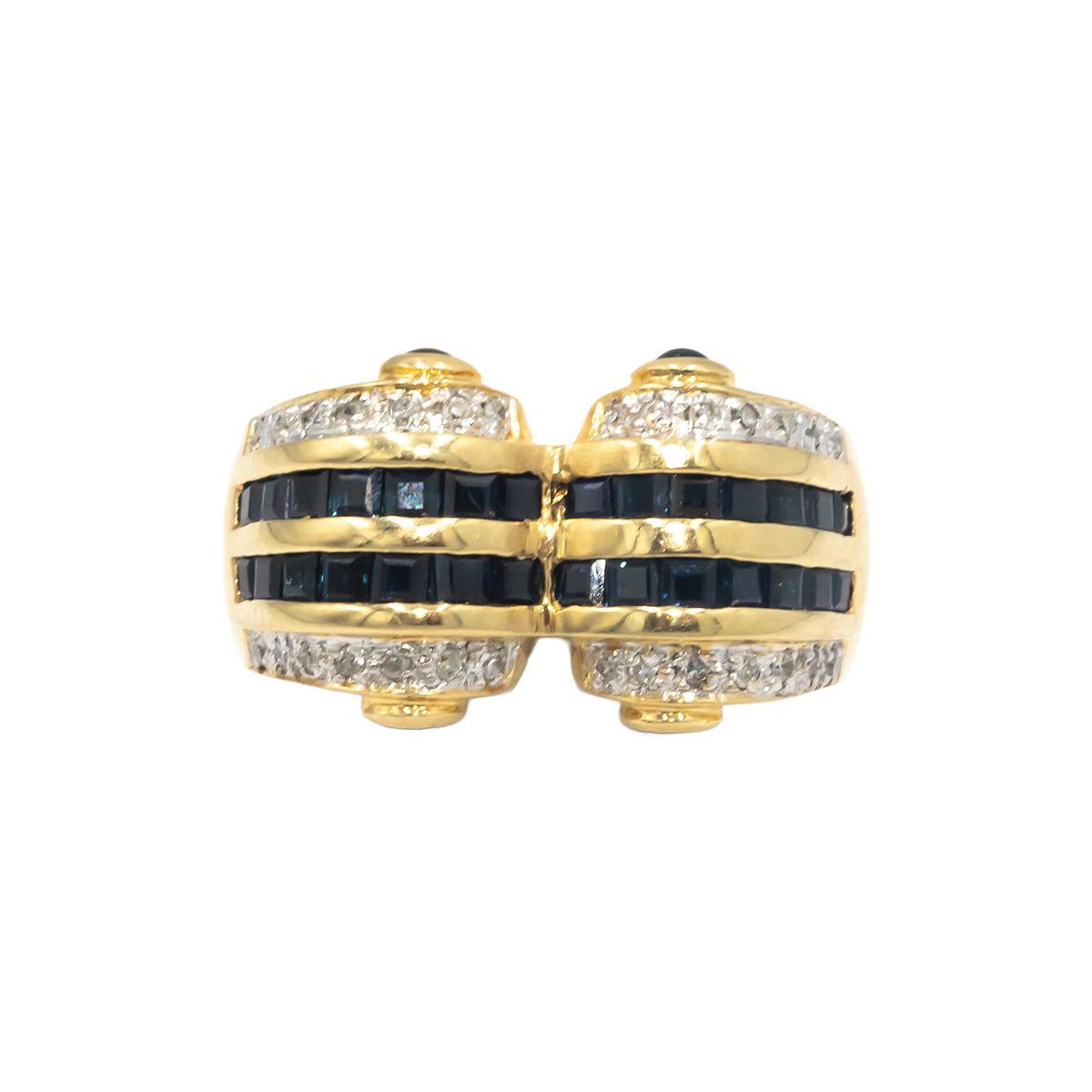 14k Yellow Gold 0.62CT Diamond and Sapphire Ring Size 6.5
