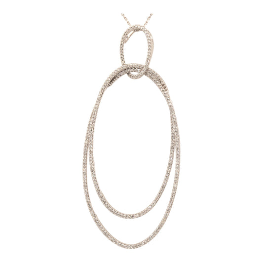 Vera Wang Love Collection 10K White Gold Diamond Oblong Double Necklace