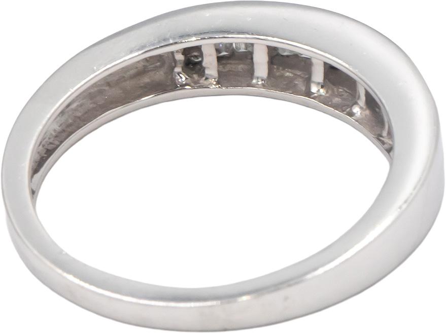 14k White Gold Baguette & Princess Cut Diamond Band Ring 0.25CT Size 7