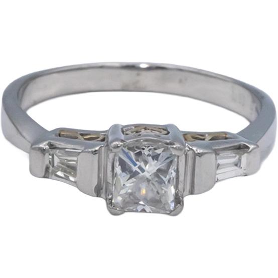 Platinum & 18k Gold 1.15CT Diamond Three Stone Ring w/ .95CT Center Size 8