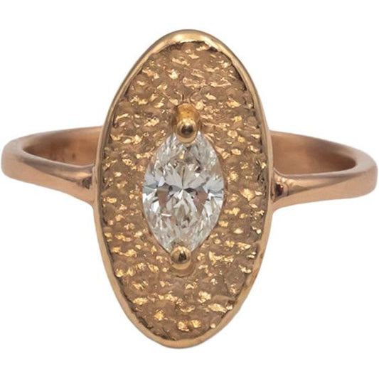 14k Yellow Gold 0.50CT Marquise Cut Diamond Solitaire Ring Size 6