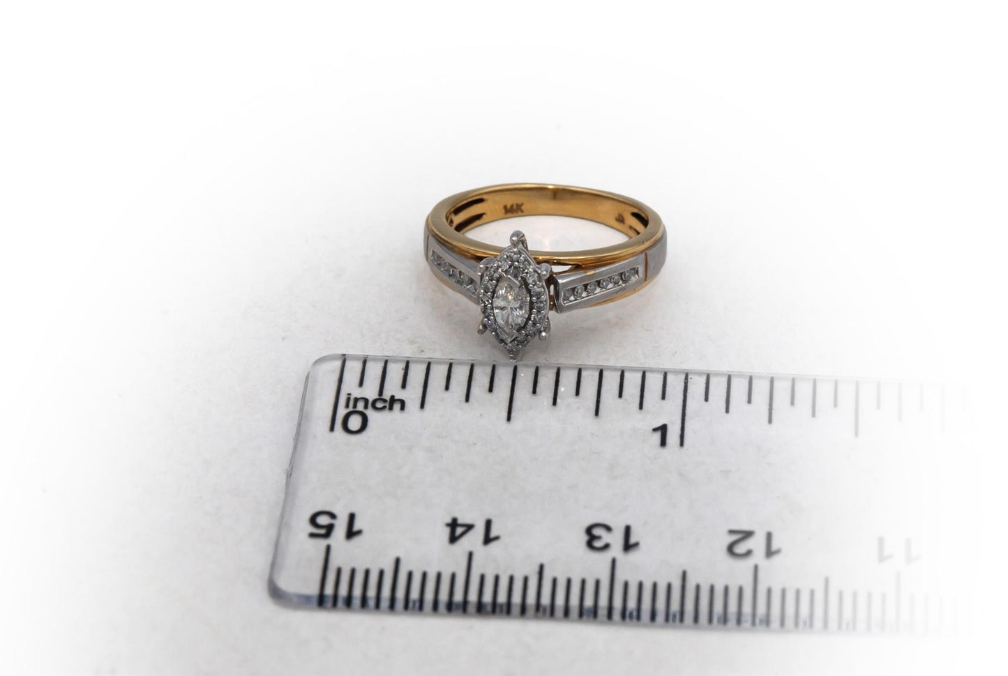 14k Yellow and White Gold Jewelry Diamond Ring 0.35CT Size 4.5