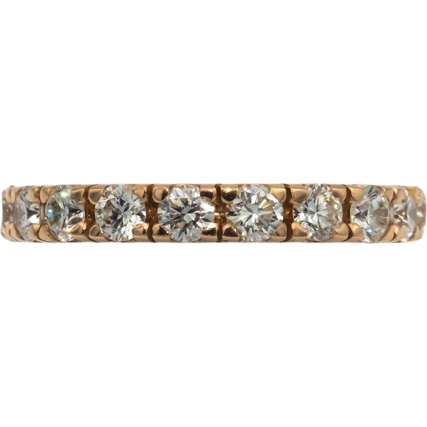 18k Rose Gold 1.08CT Round Cut Diamond Half Eternity Band Ring Size 6.5