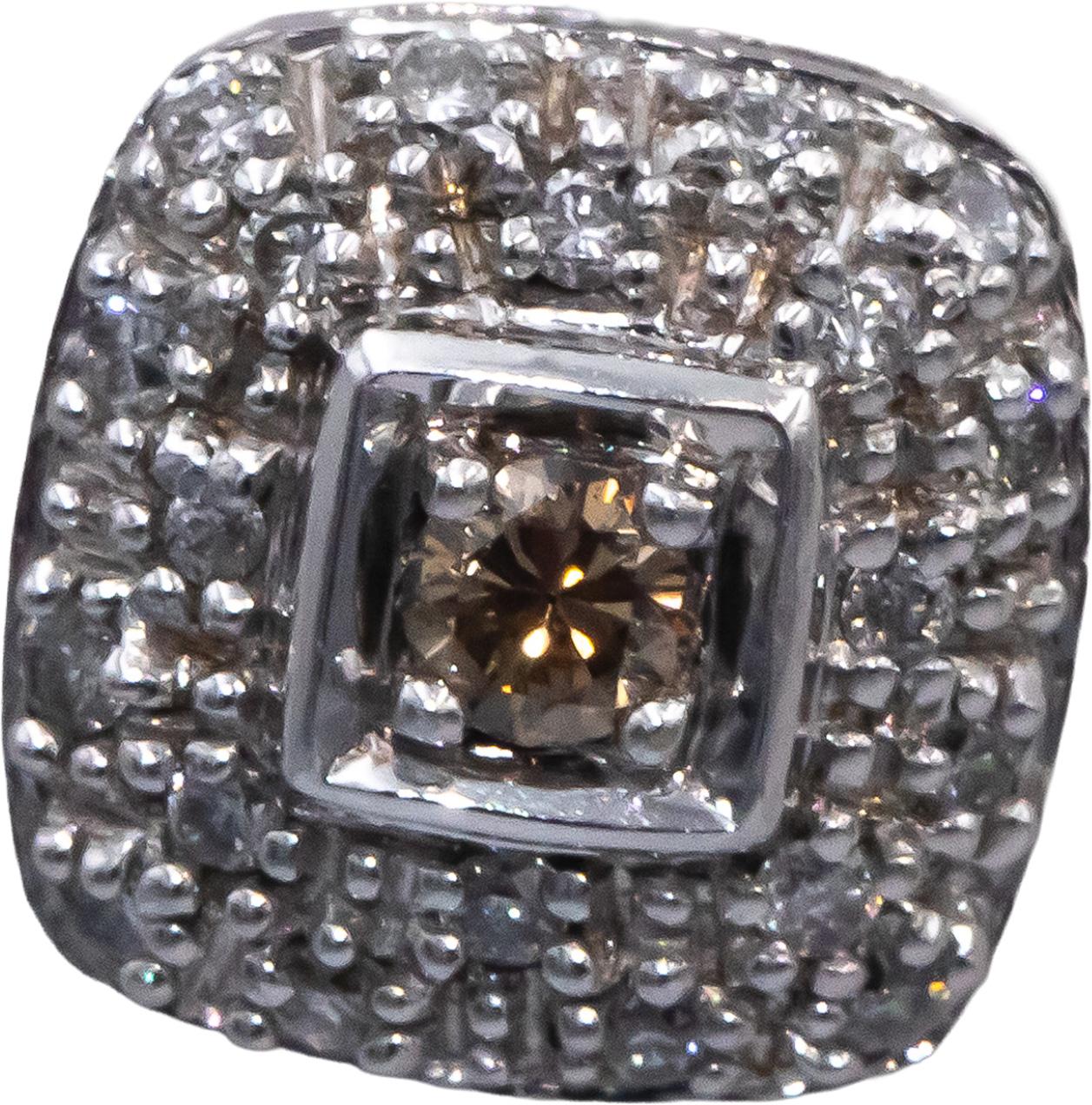 14k White Gold Round Cut Diamond Cluster Stud Earrings 0.25CT