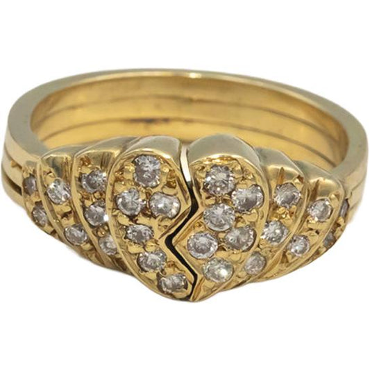 14k Yellow Gold Diamond Sapphire Amethyst Heart Puzzle Ring 0.50CT Size 7