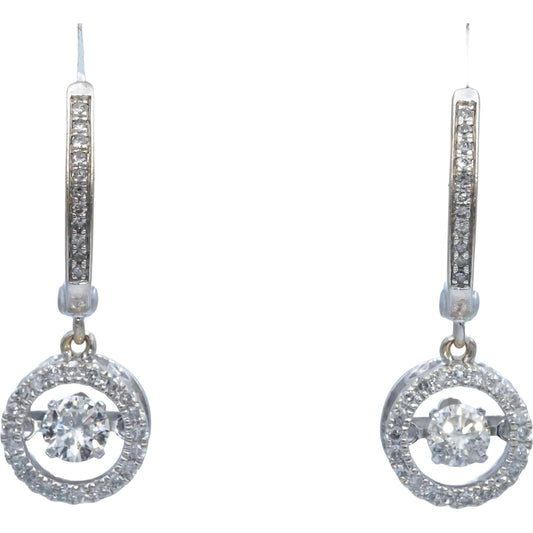 EFFY 14k White Gold Jewelry Round Diamond Dangle Earrings 1.0CT