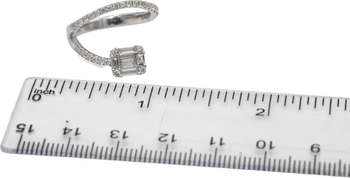 18k White Gold VS Baguette & Round Diamond Abstract Ring 0.60CT Size 7