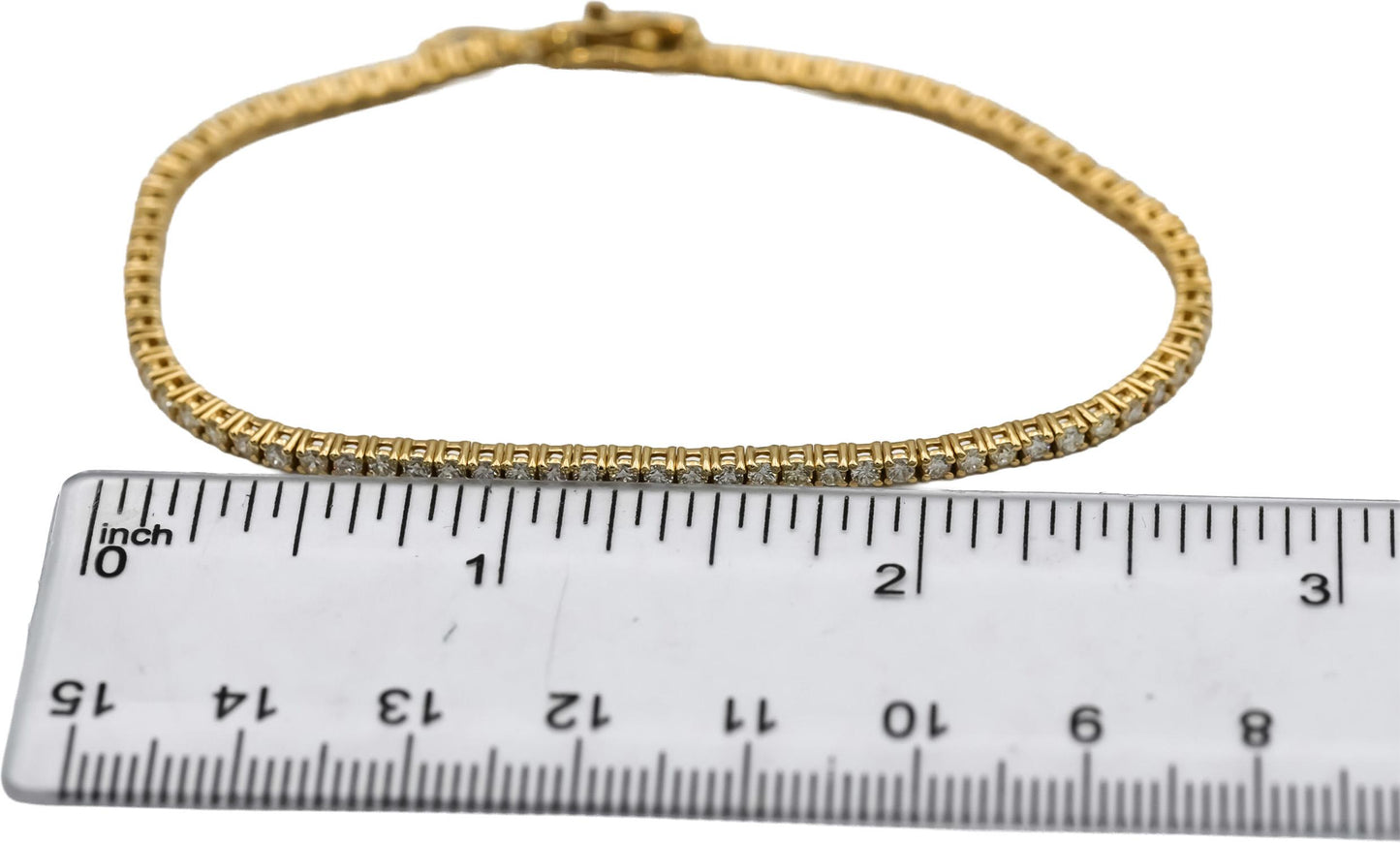 14k Yellow Gold VS Round Diamond Tennis Bracelet 2.08CT