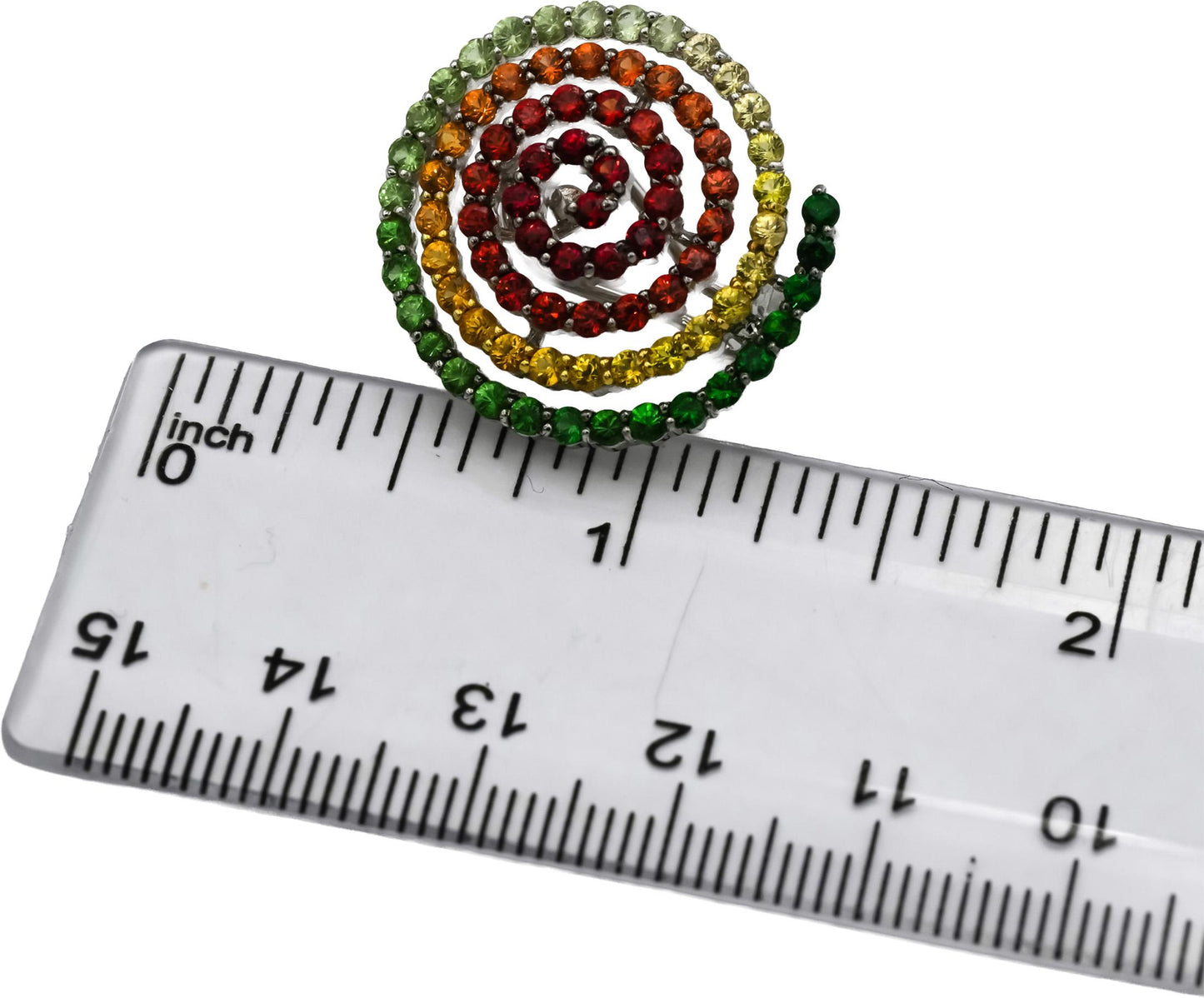 14k White Gold Round Multi Color Assorted Gemstones Spiral Earrings 4.0CT