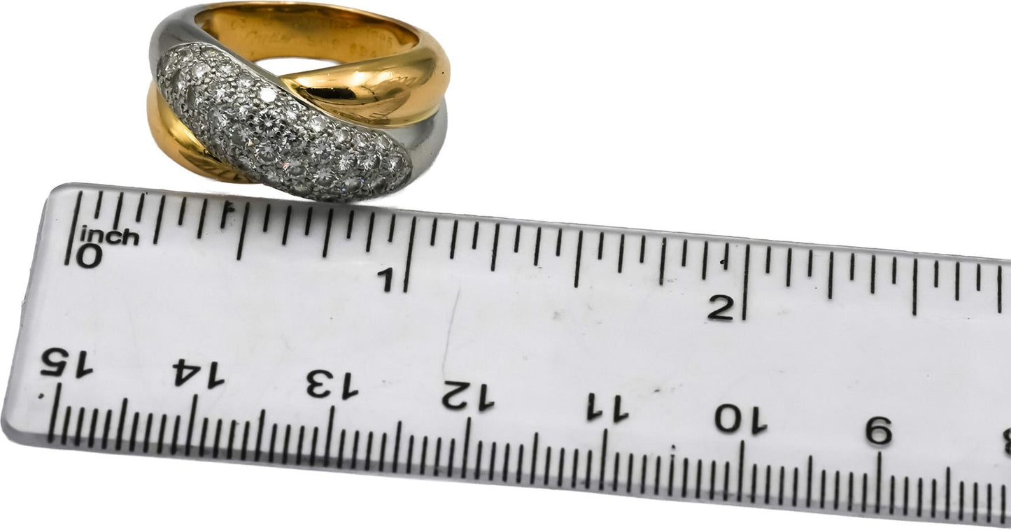 CARTIER Vintage 18k Gold Platinum Diamond Cluster Crossover Ring 1.25CT Size 6.5