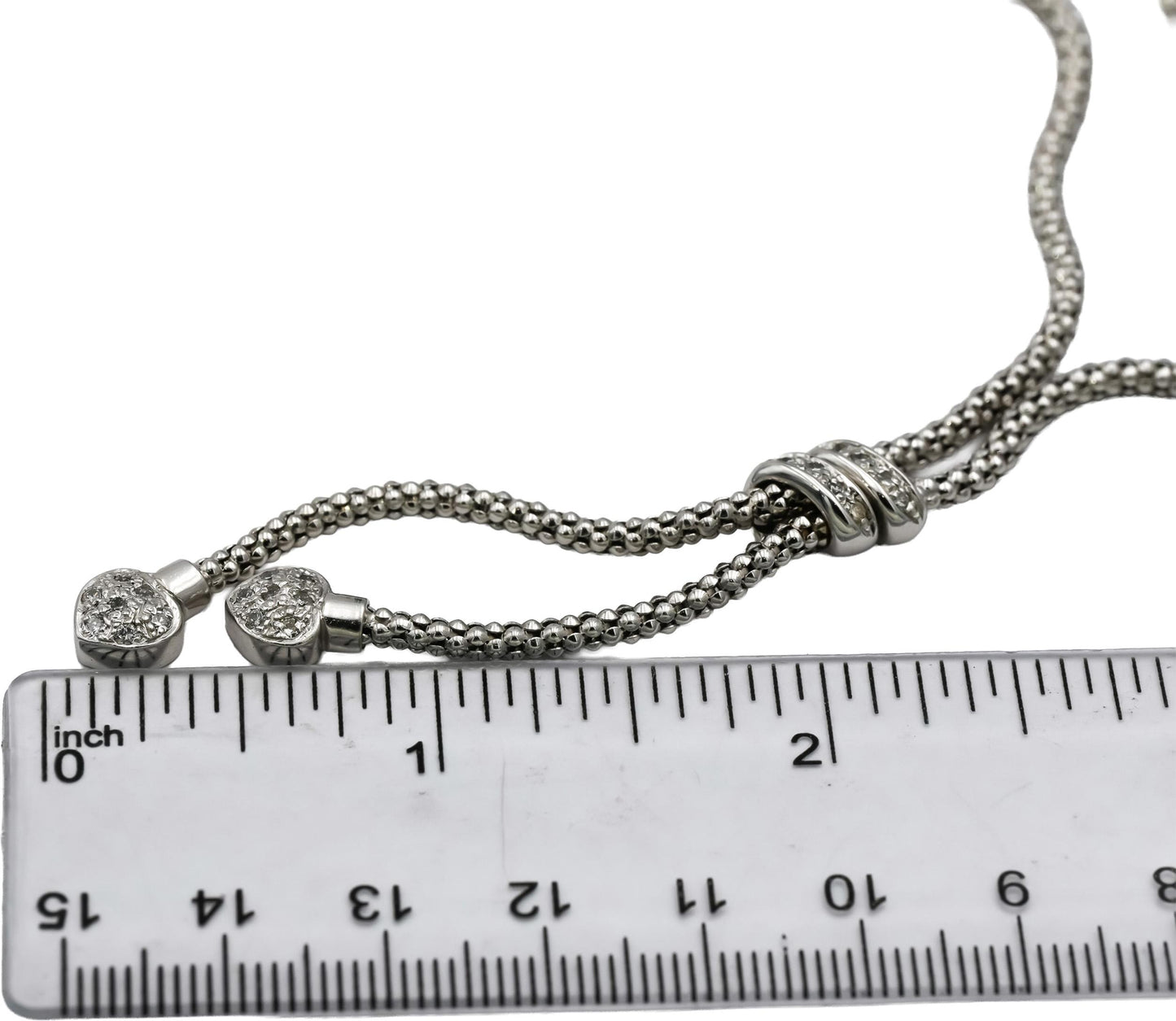 14k White Gold Round Diamond Lariat Necklace 0.25CT