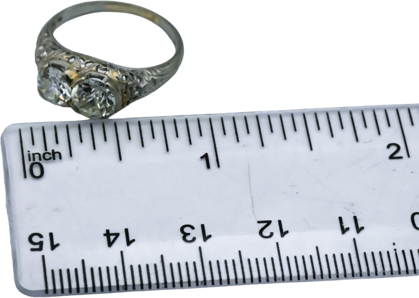 Antique Art Deco 18k White Gold VS Diamond Ring 1.47CT Size 6.5