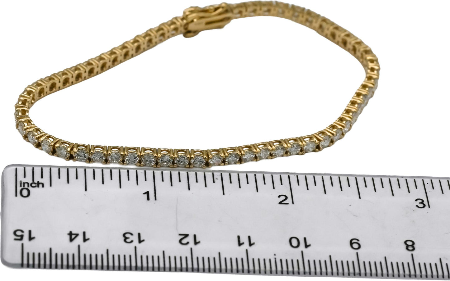 14k Yellow Gold VS Round Natural Diamond Tennis Bracelet 4.53CT
