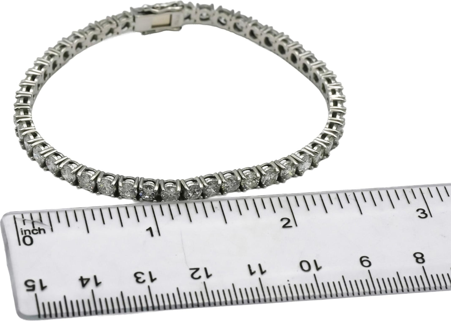 Platinum Round Cut Natural Diamond Tennis Bracelet 7.62CT