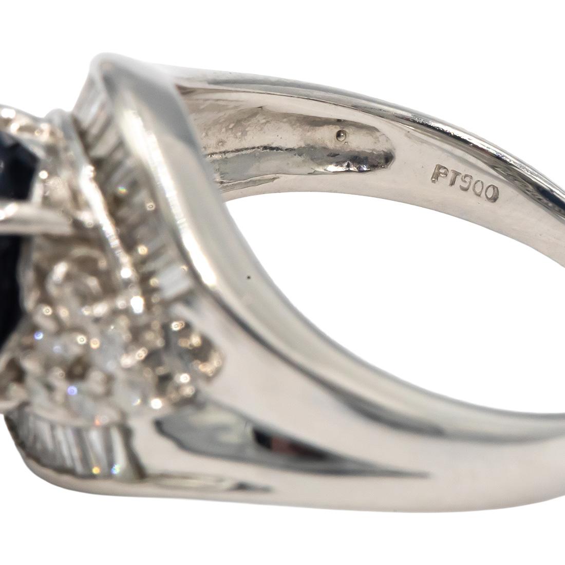 Platinum 3.20CT Diamond and Sapphire Cocktail Ring Size 6.25
