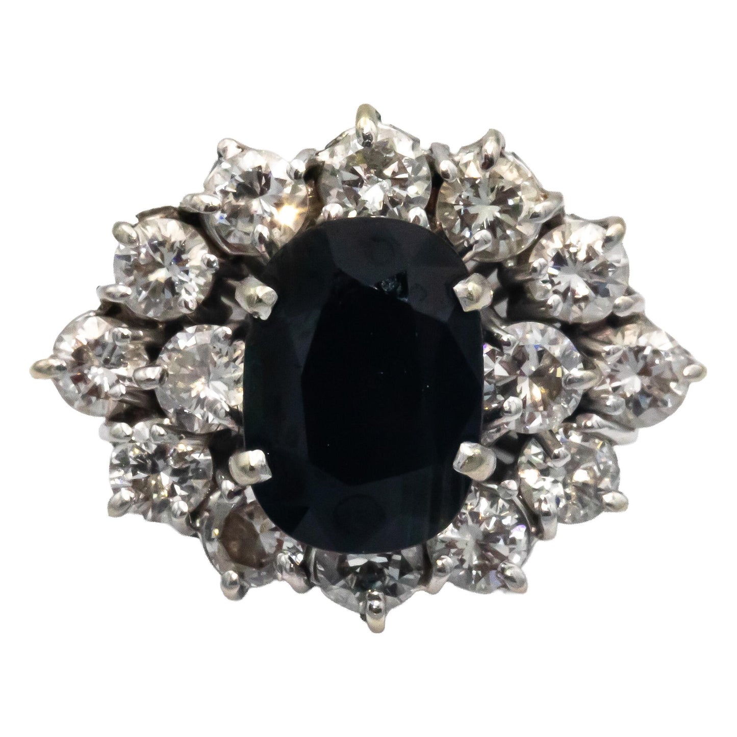 18k White Gold 2.60CT VS Diamond and Sapphire Cocktail Ring Size 6.75