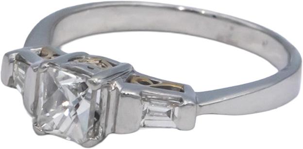 Platinum & 18k Gold 1.15CT Diamond Three Stone Ring w/ .95CT Center Size 8