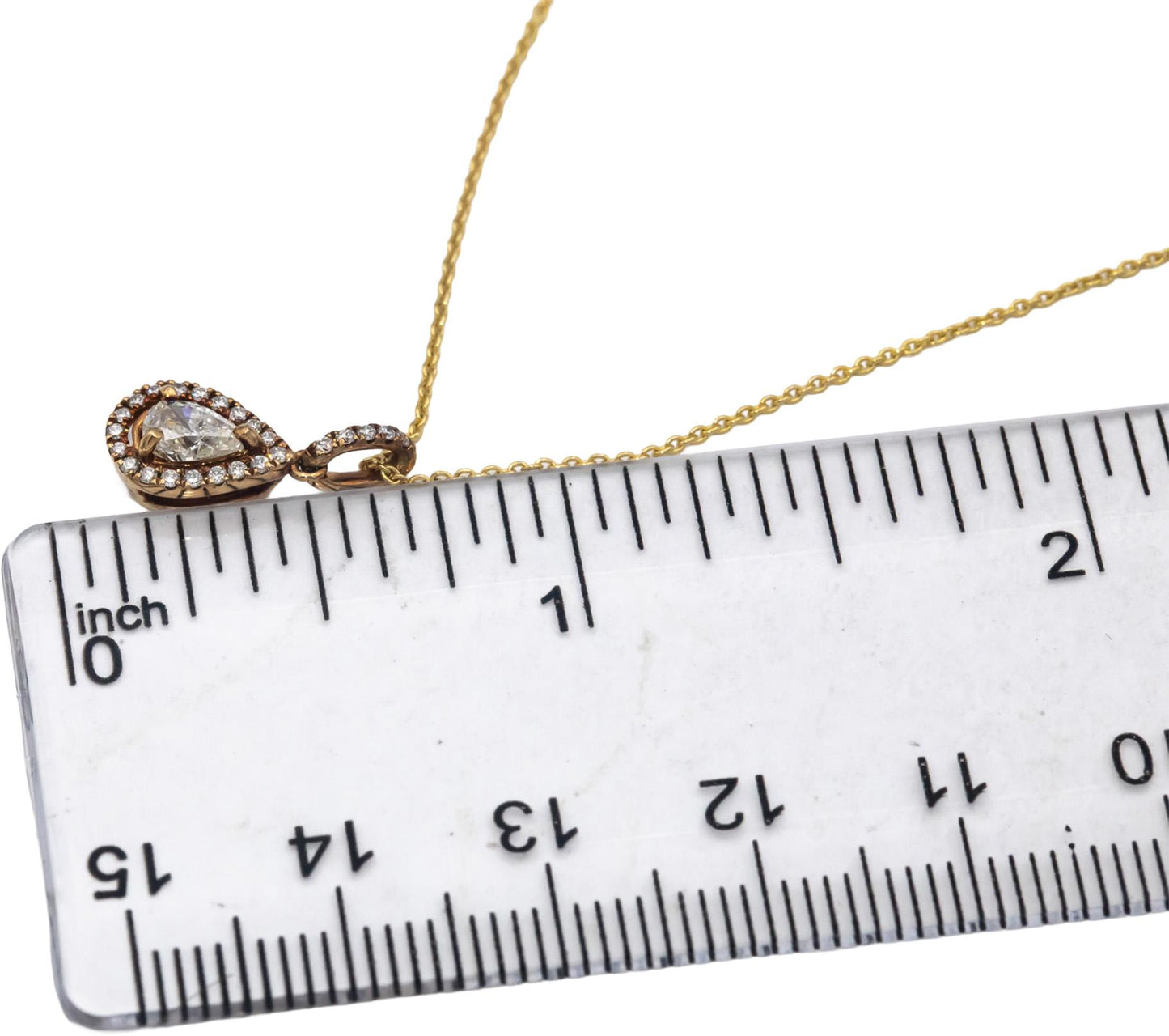 14k Yellow Gold Diamond Pendant Necklace 0.40CT w/ 0.32CT Center