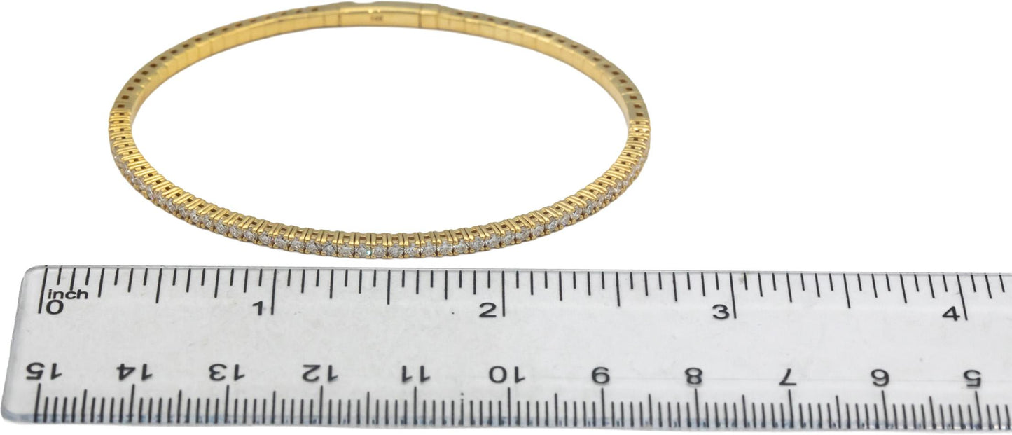 14k Gold 1.0CT VS Lab Grown Round Cut Diamond Semi-Flexible Bangle Bracelet