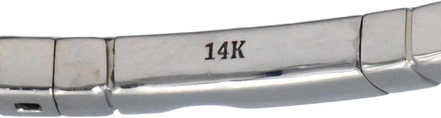 14k White Gold 1.70CT Round Cut Lab Grown Diamond Semi-Flexible Bangle Bracelet