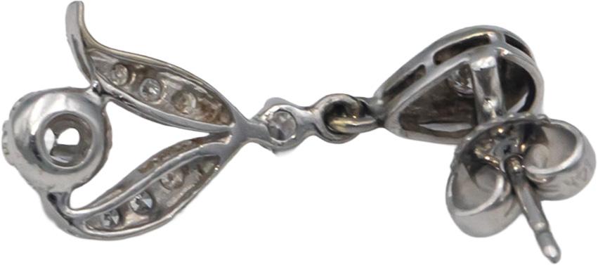 Vintage Antique 14k White Gold 0.45CT VS Round Cut Diamond Dangle Earrings