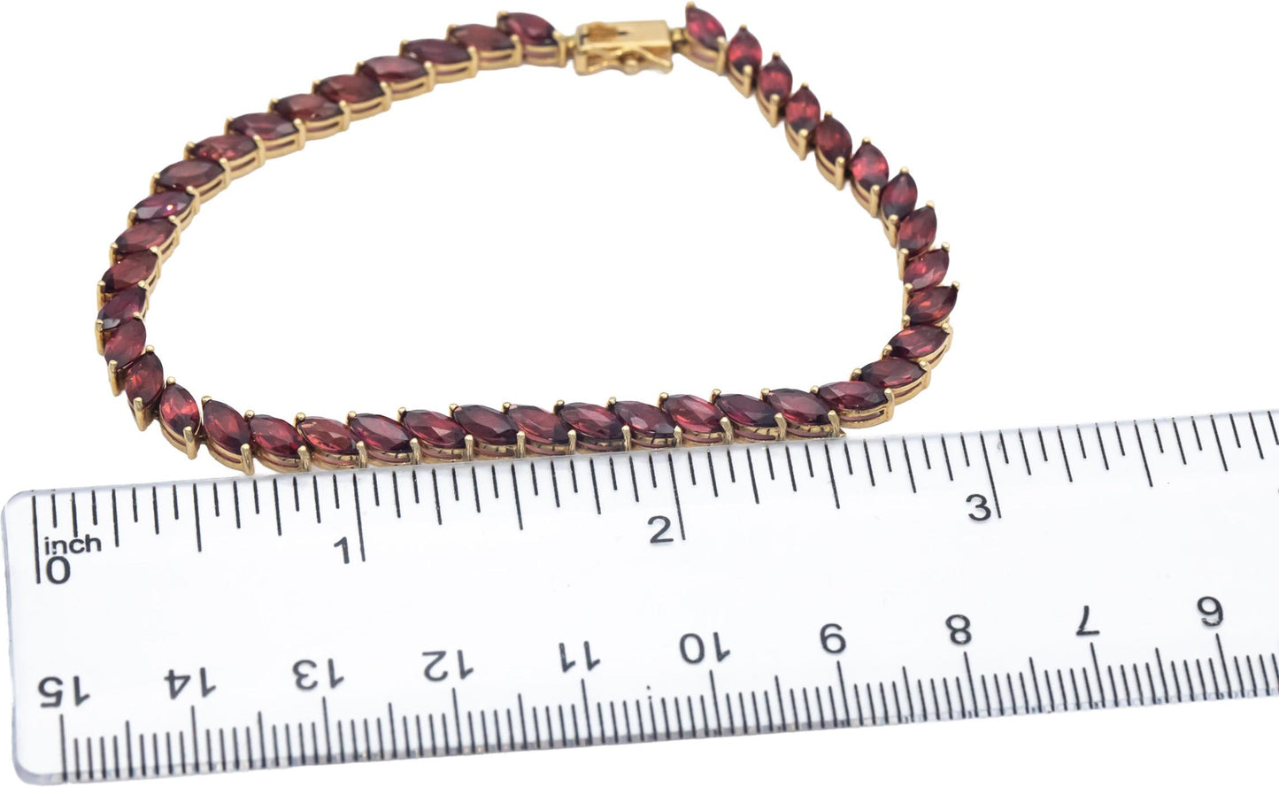 14k Yellow Gold 10.0CT Marquise Garnet Prong Set Line Bracelet