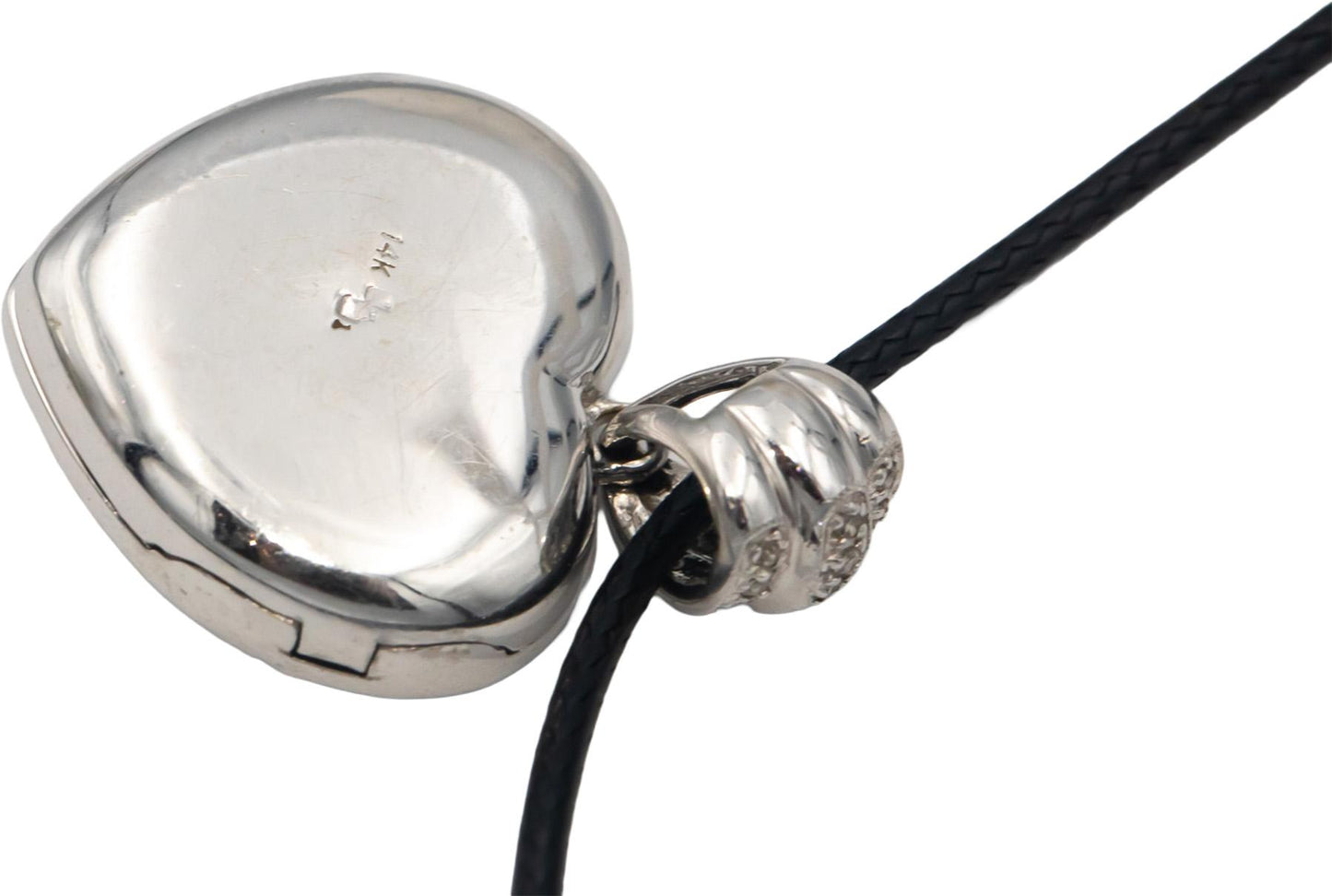 14k White Gold 0.50CT Round Cut Diamond Heart Locket Pendant Necklace