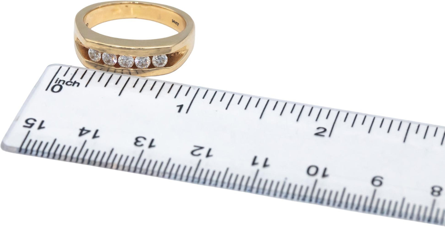 14k Yellow Gold Round Cut Channel Set Diamond Men's Band Ring 0.45CT Size 7.75