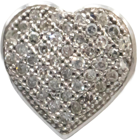 Round Diamond 10k White Gold Heart Cluster Stud Screw Back Earrings 0.25CT