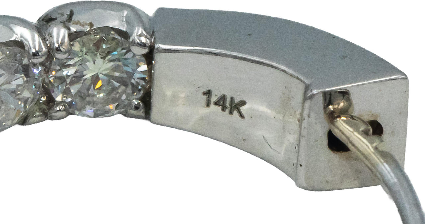 14k White Gold Round Diamond Inside Out Circle Hoop Earrings 7.50CT