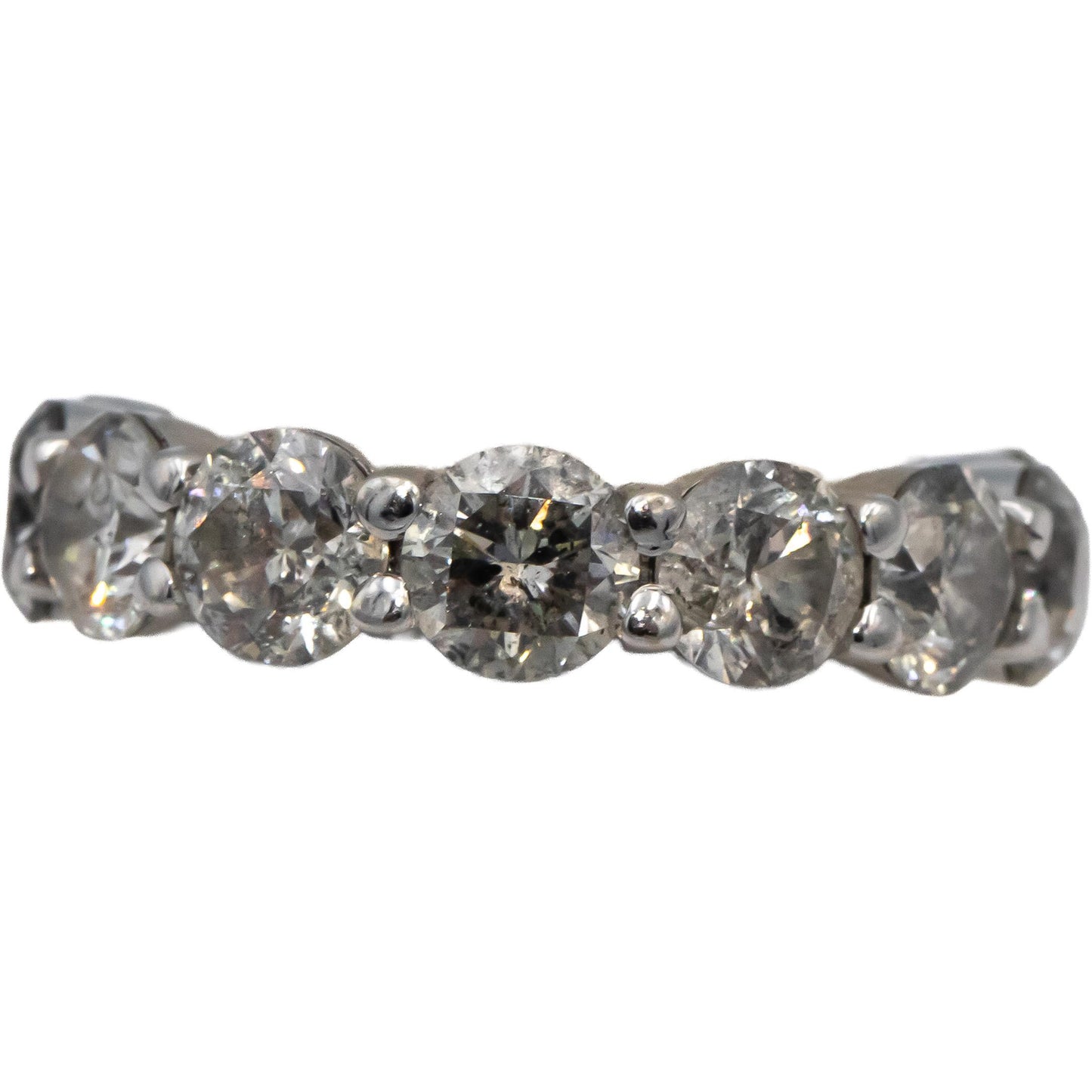 14k White Gold Round Diamond Shared Prong Eternity Band Ring 6.46CT Size 6