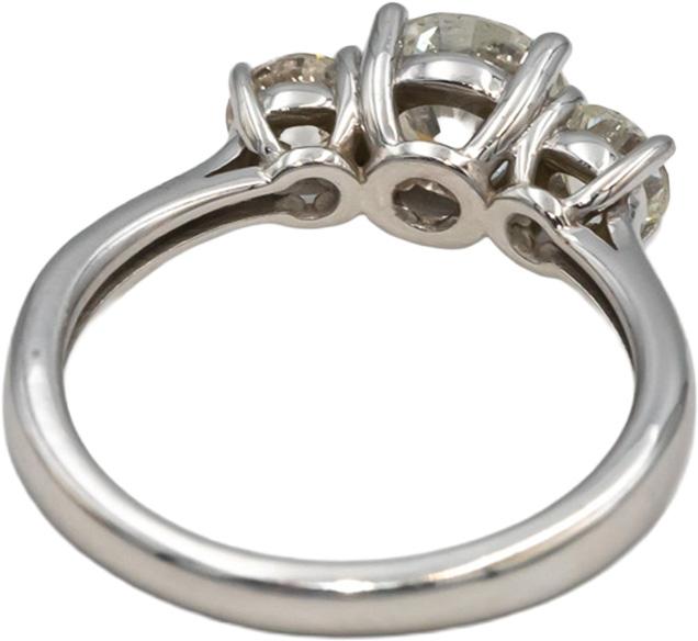 14k White Gold Round Diamond Three Stone Engagement Ring 2.28CT w/ 1.44CT Center