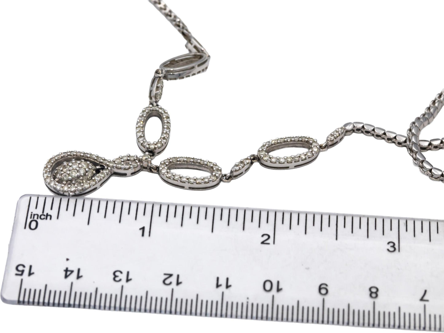 14k White Gold Round Diamond Formal Necklace Chain 2.0CT
