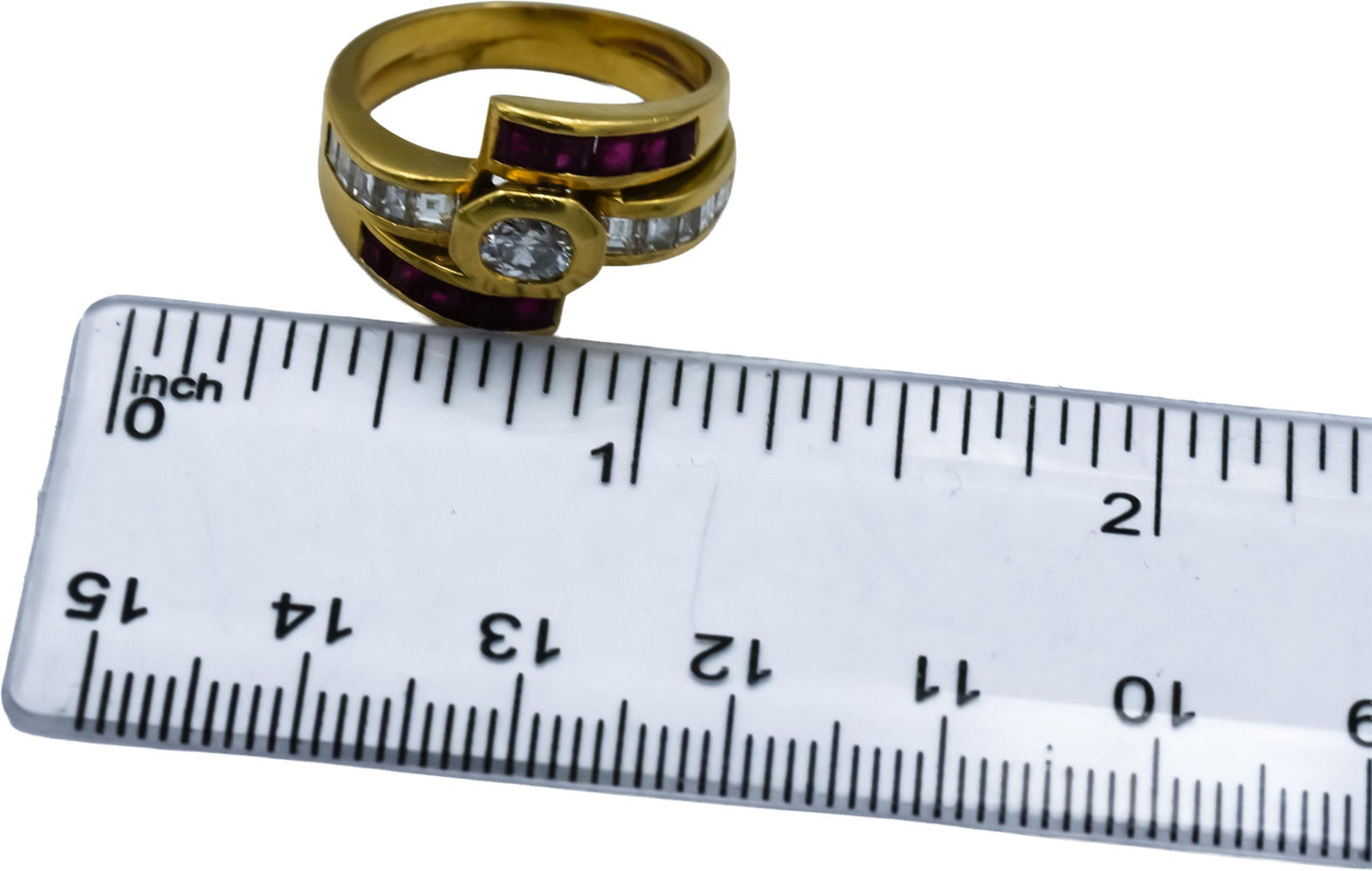 18k Yellow Gold Diamond and Ruby Cocktail Ring 1.60CT Size 7.5
