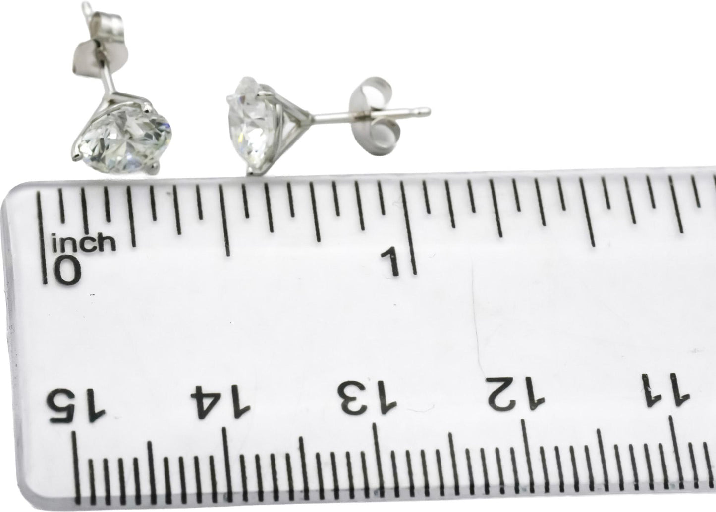 14k White Gold Round Lab-Grown Diamond Martini Setting Stud Earrings 2.01CT