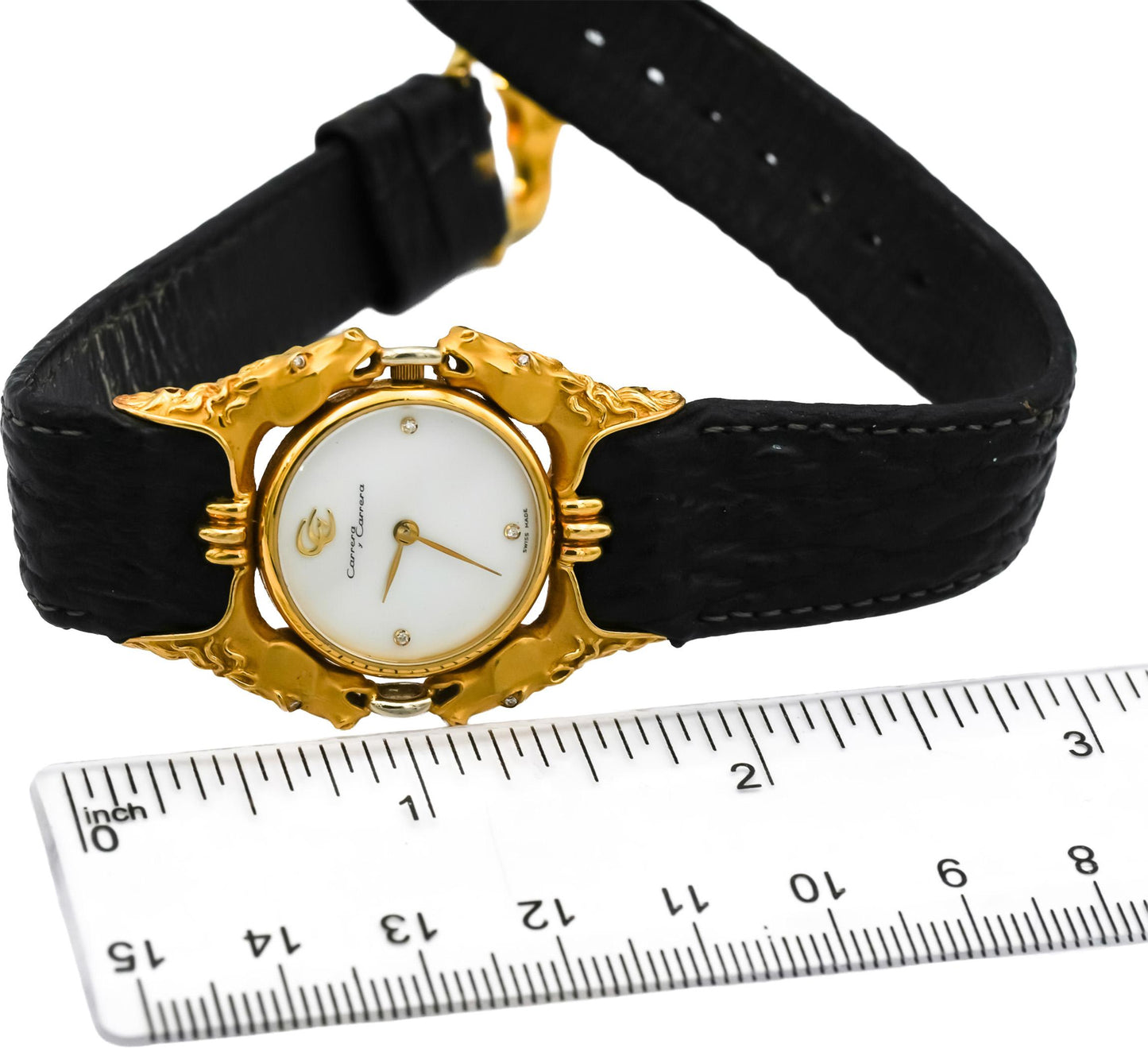 CARRERA Y CARRERA 18k Gold Caballos Mother of Pearl Quartz Watch Diamond Accents