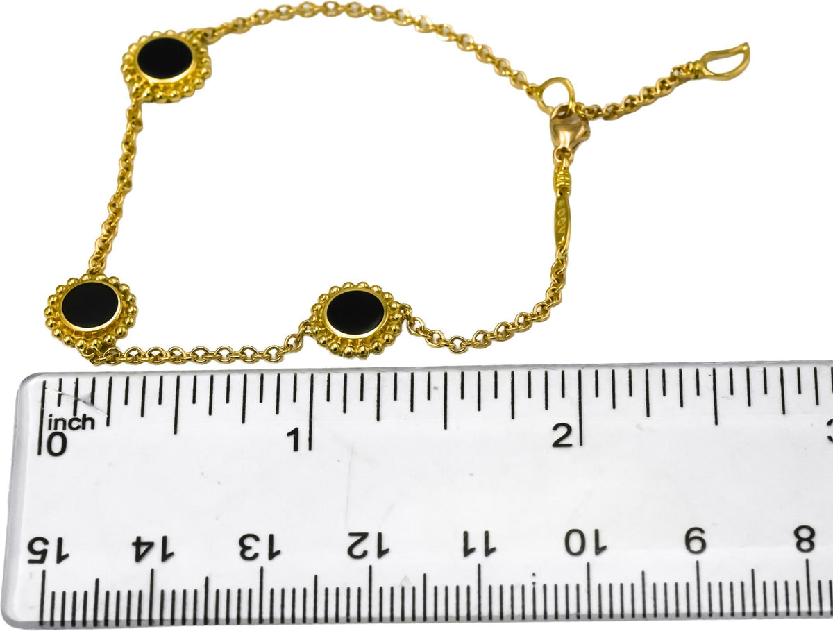 LAGOS 18k Yellow Gold Covet Three Station Round Onyx Bracelet