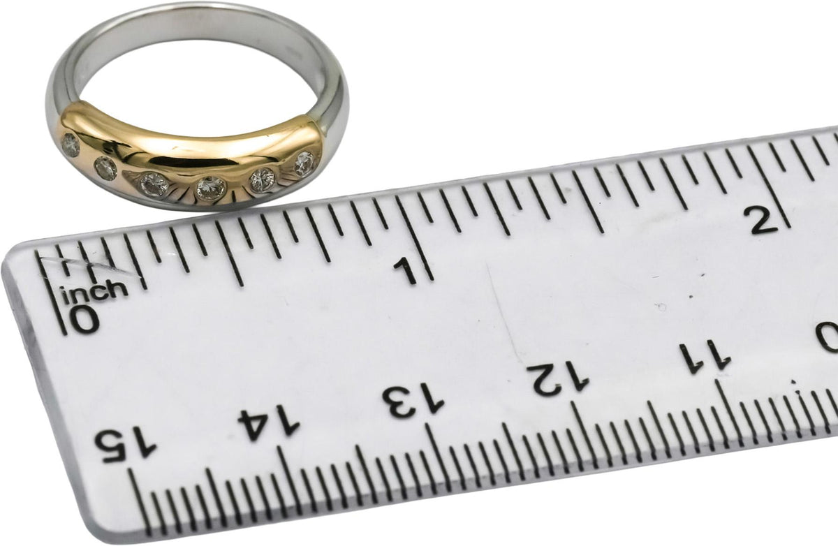 14k White and Yellow Gold VS Round Bezel Band Ring 0.15CT Size 6.75