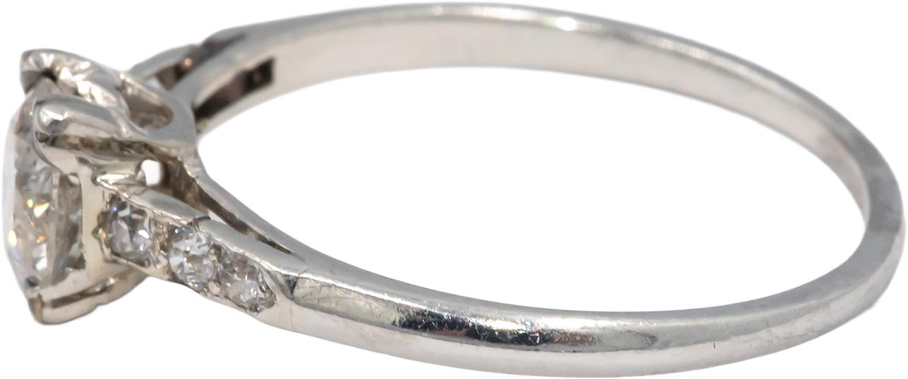 Vintage Platinum 0.70CT Old European Cut Diamond Ring Size 6.5 w/ 0.60CT Center