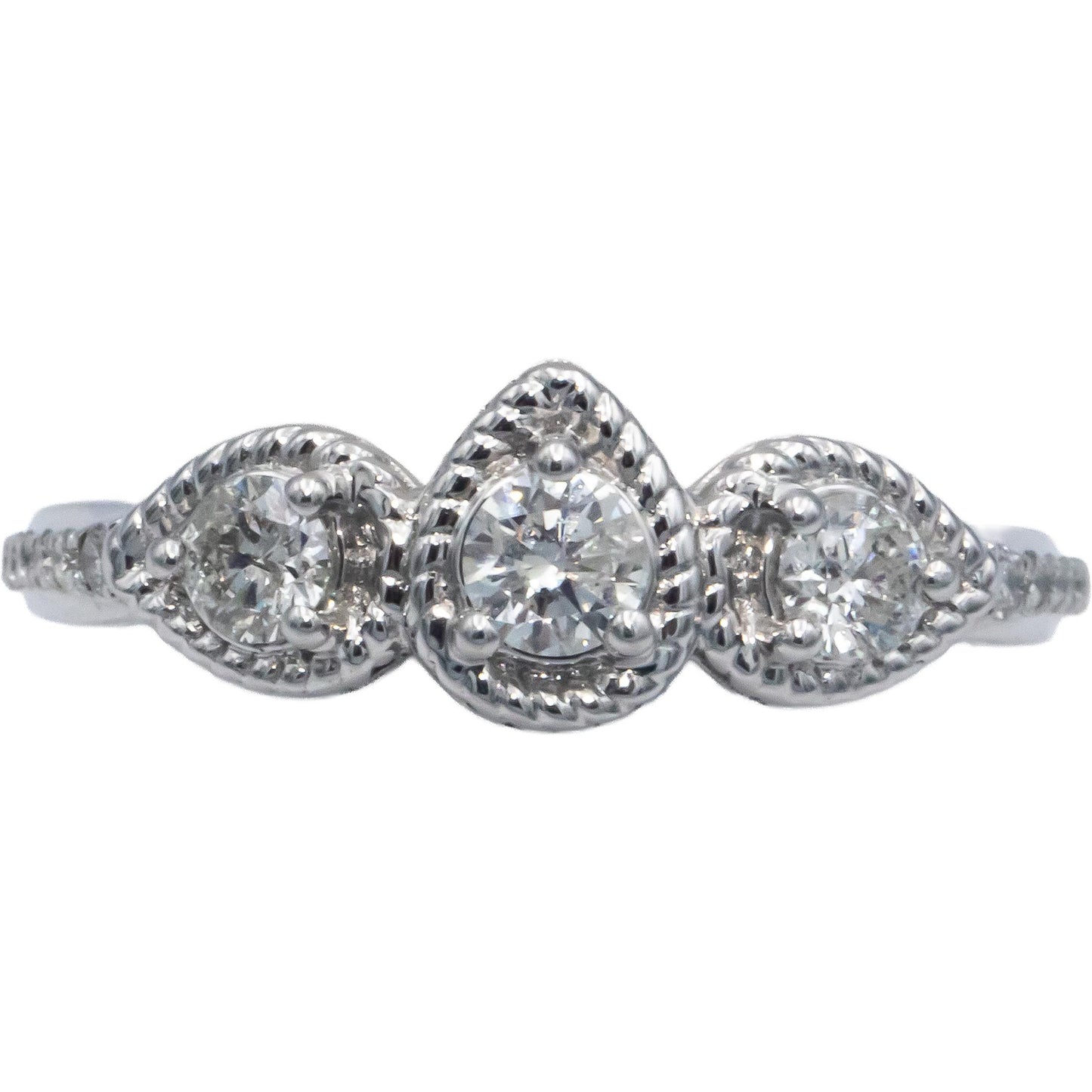 10k White Gold 0.63CT Round Cut Diamond Band Ring Size 7