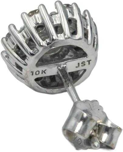 10k White Gold Round and Baguette Cut Cluster Starburst Stud Earrings 0.75CT