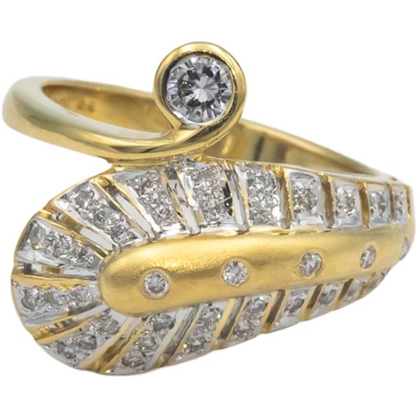18k Yellow Gold 0.48CT VS Round Cut Diamond Cocktail Ring Size 7