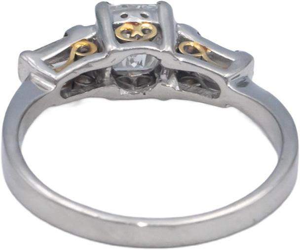 Platinum & 18k Gold Diamond Three Stone Ring 1.15CT w/ .95CT Center Size 8